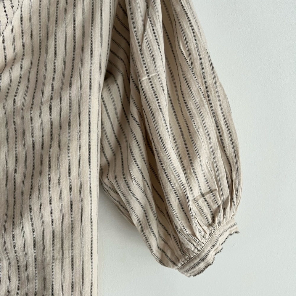 Striped Button Down Shirt - Beige - image 3
